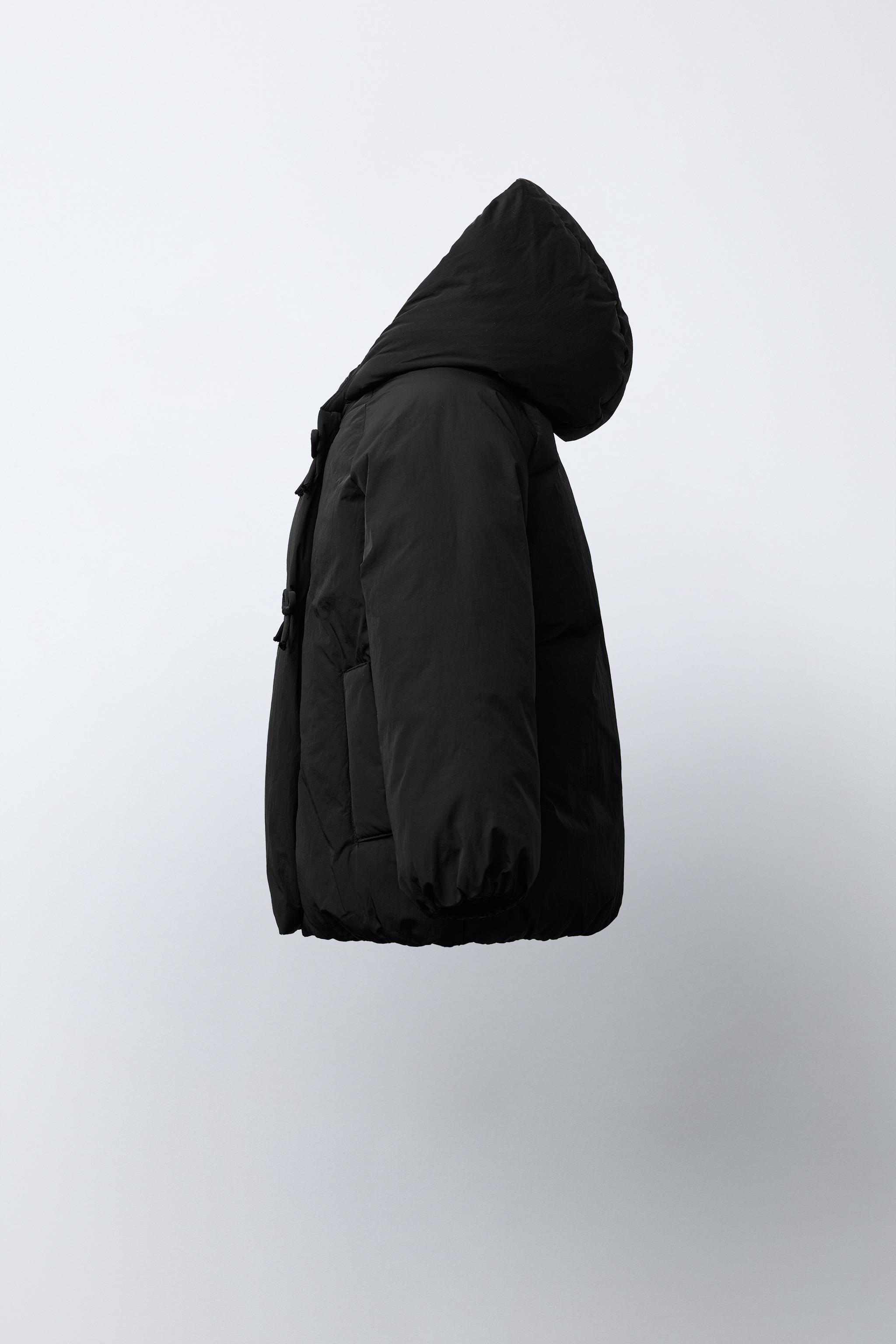 DOUBLE-BREASTED HOODED COAT WITH BOWS